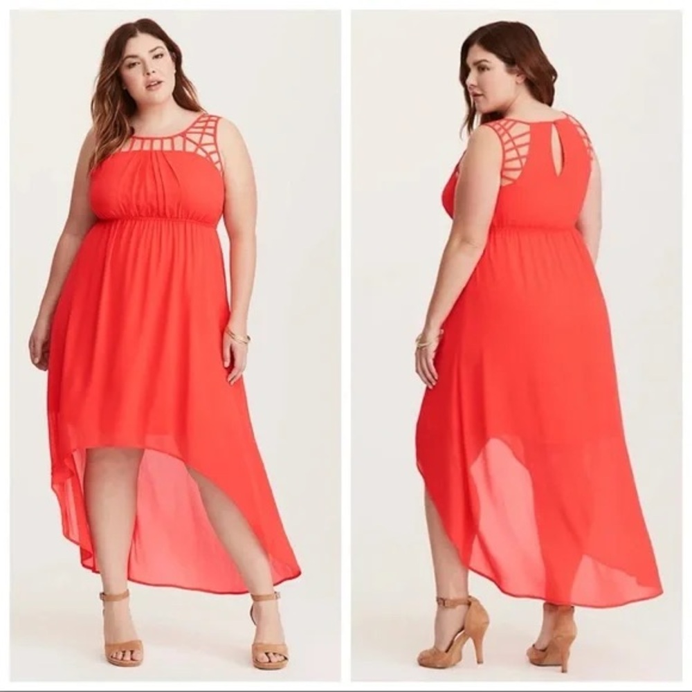 Torrid Vibrant Coral High Low Dress